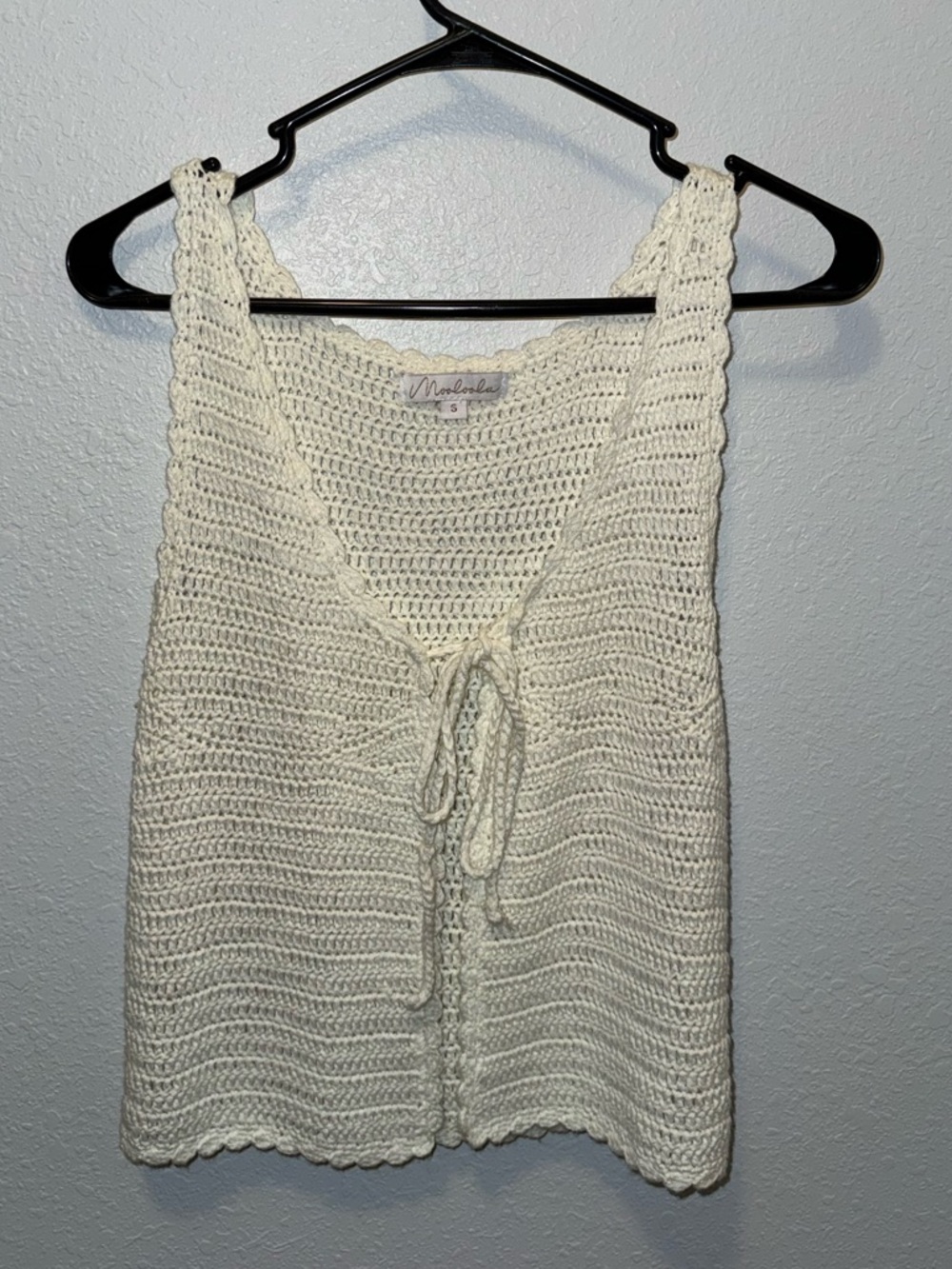 Loola Crochet Tie-Front Tank Top - Cream